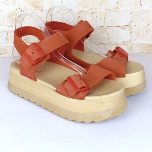 BRYR Gigi Chonk Platform Sandals Women 12 42 Paprika Suede Leather Wood Clog USA